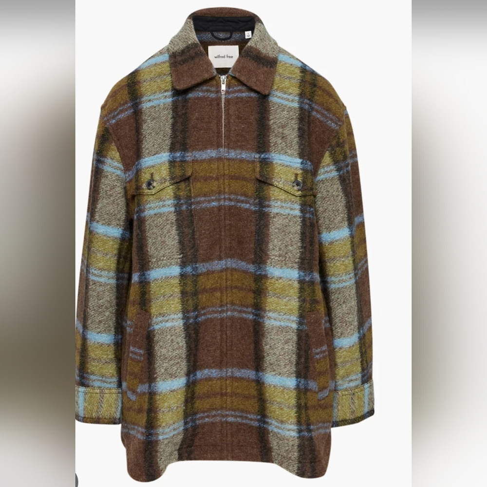 EUC Aritzia:Wilfred Free Utility Shirt Jacket--"Ganna" in green/brown/blue plaid - Picture 5 of 7
